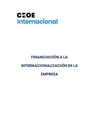 Financiación a la internacionalización de la empresa