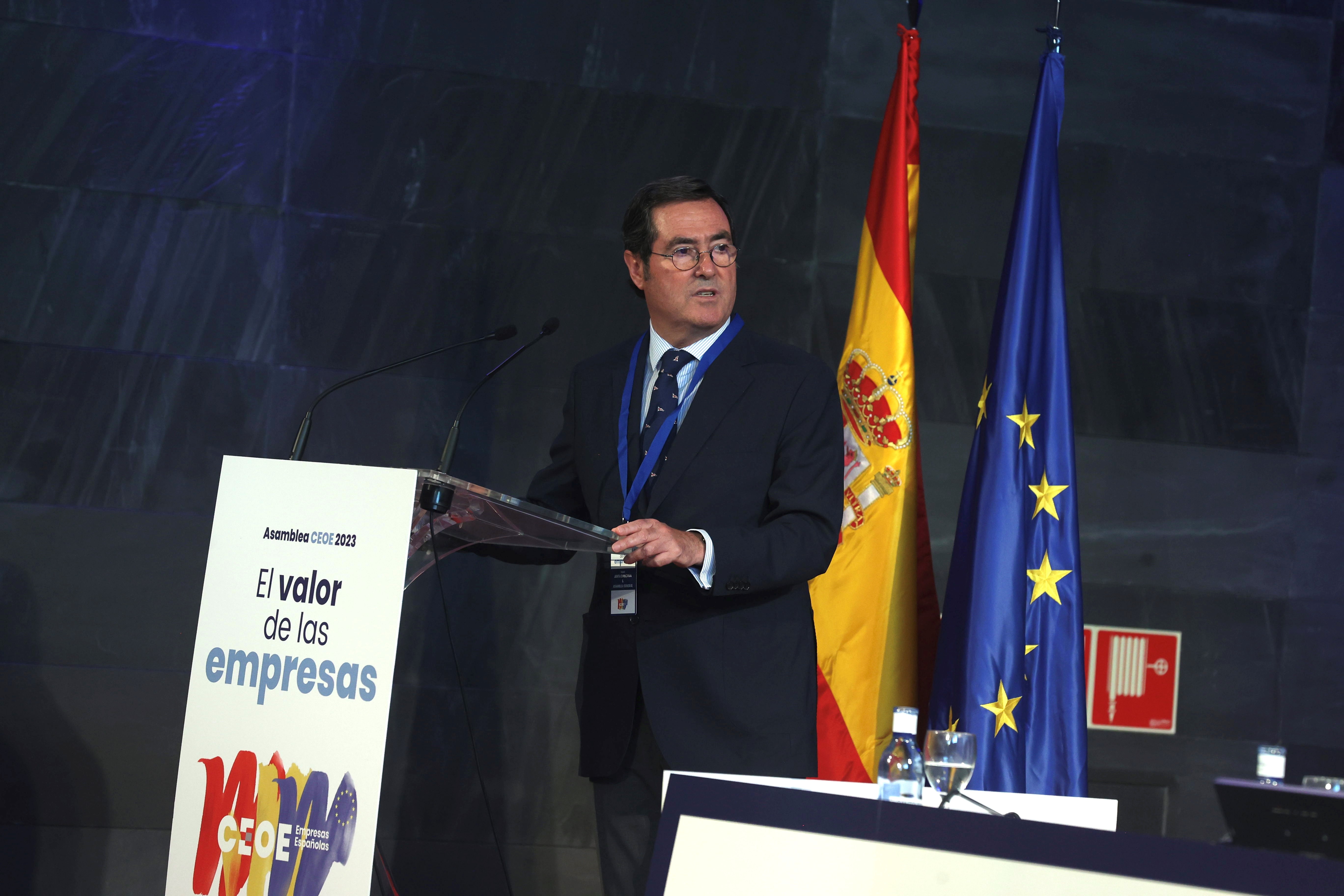 El presidente de CEOE, Antonio Garamendi, en la Asamblea General 2023