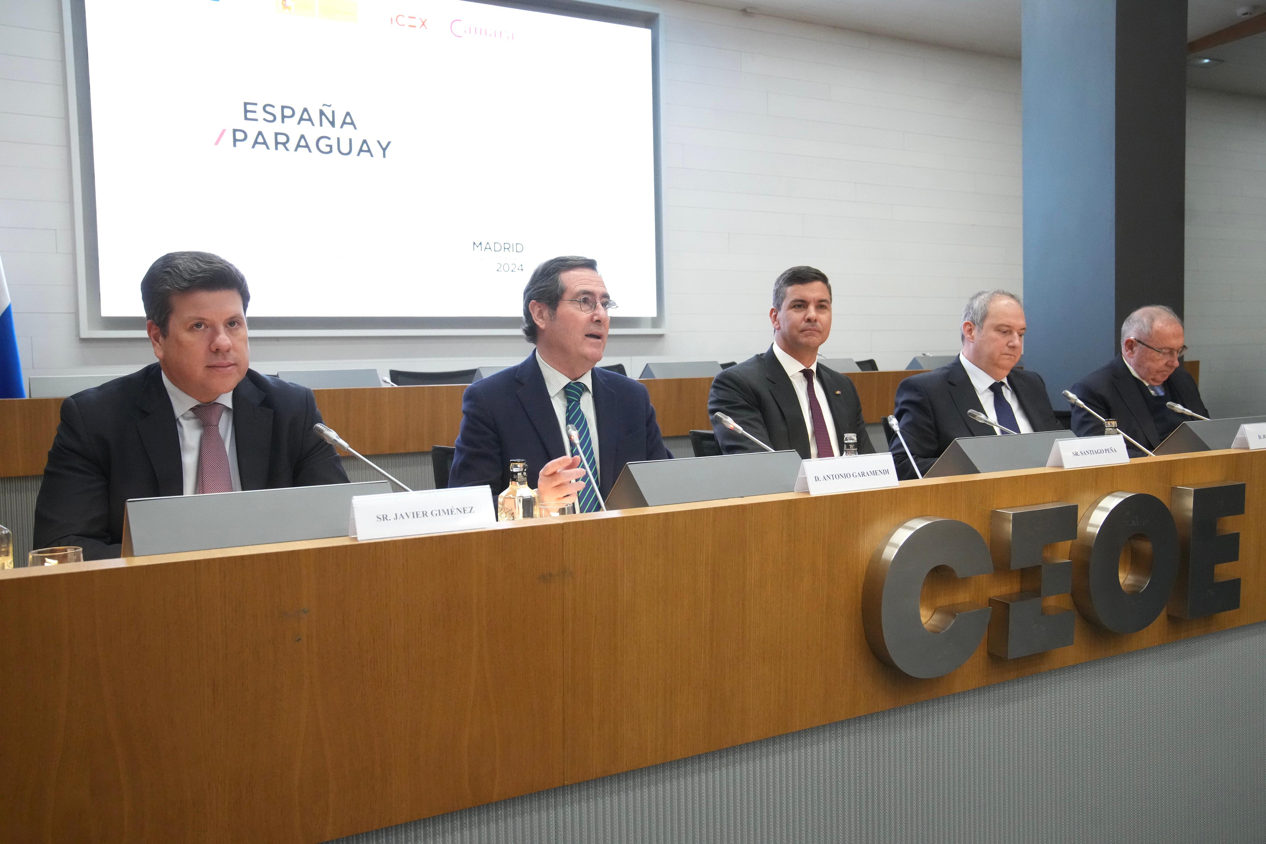 El presidente de CEOE, Antonio Garamendi, interviene en el Encuentro Emrpesarial España-Paraguay
