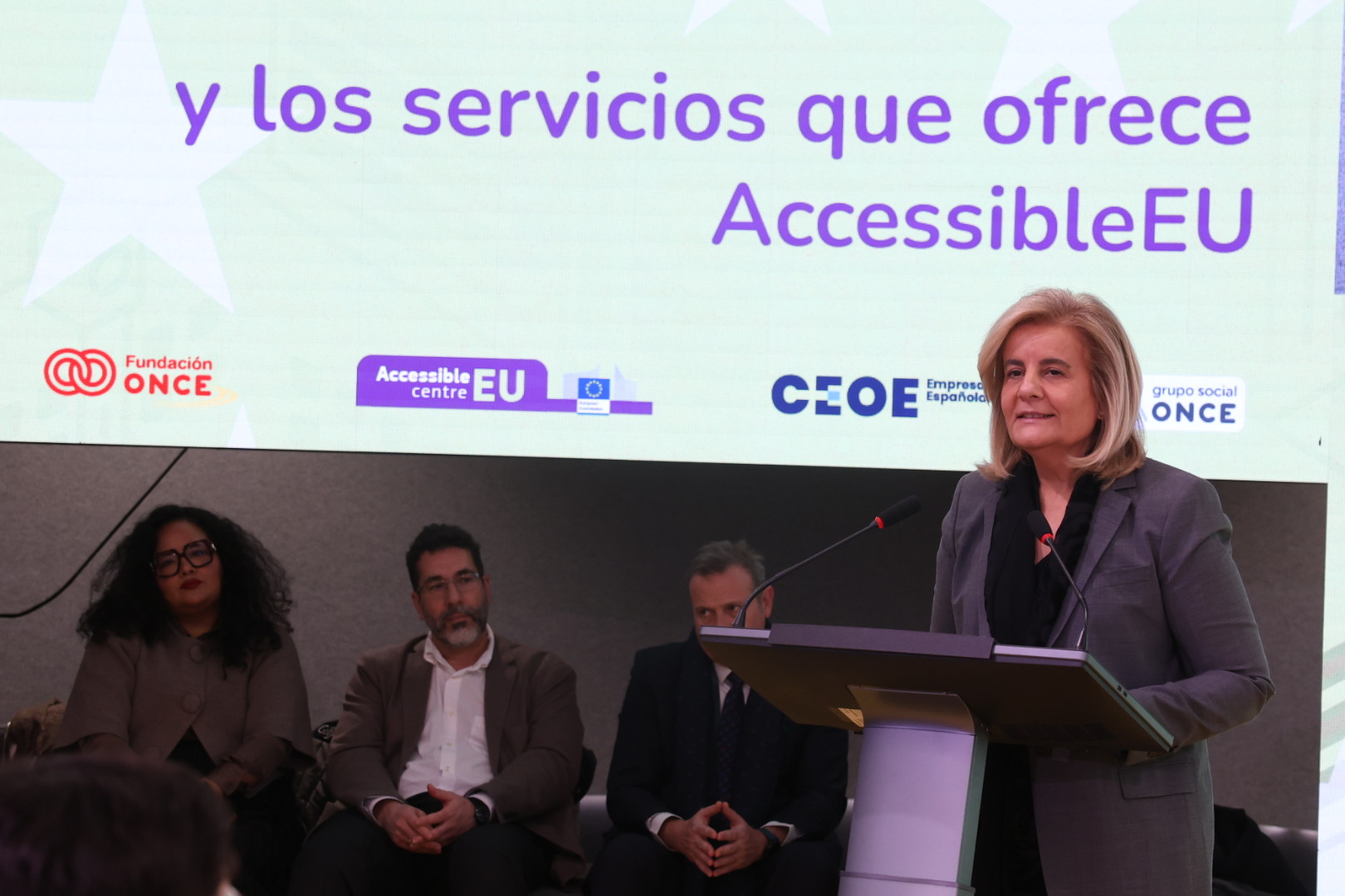 Fátima Báñez en la jornada de accesibilidad de Fundación ONCE
