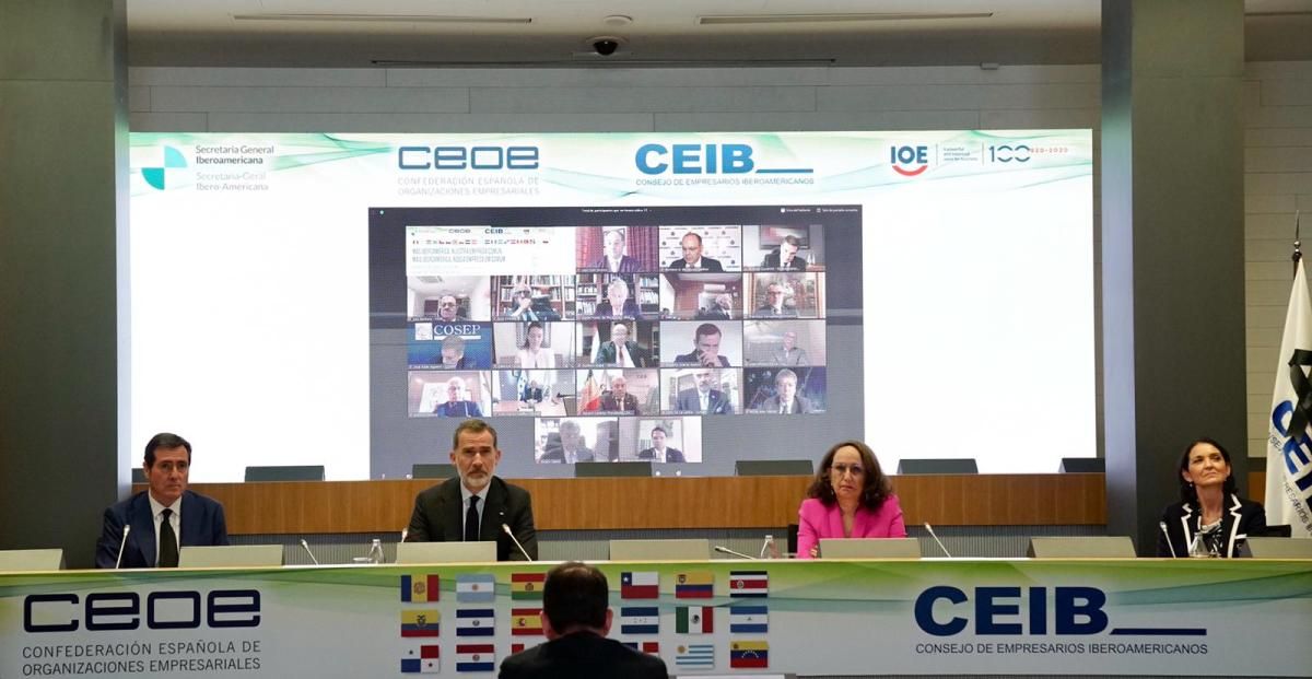 El Rey Felipe VI preside una reunión de trabajo con 23 presidentes de organizaciones empresariales iberoamericanas miembros de CEIB y de la OIE