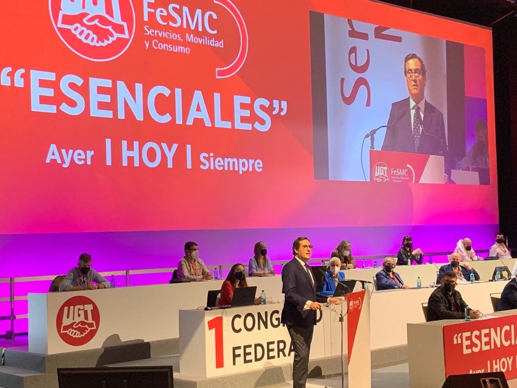 Antonio Garamendi en el I Congreso de la Federación Estatal de Servicios, Movilidad y Consumo de UGT