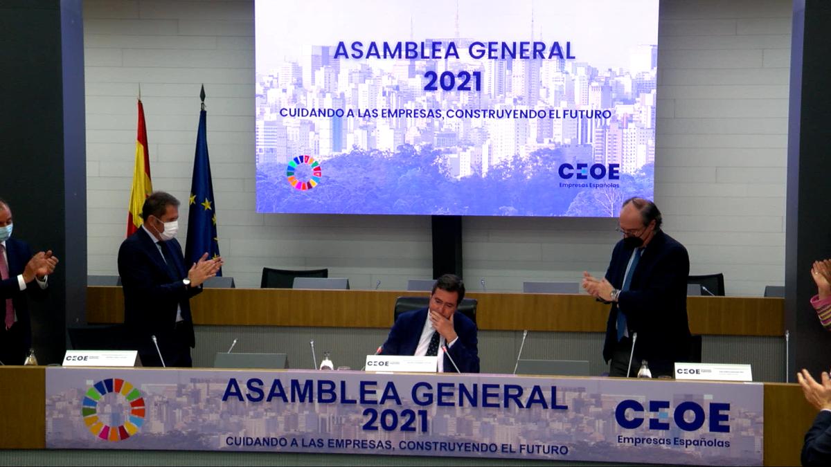 Antonio Garamendi durante la Asamblea General de CEOE 2021