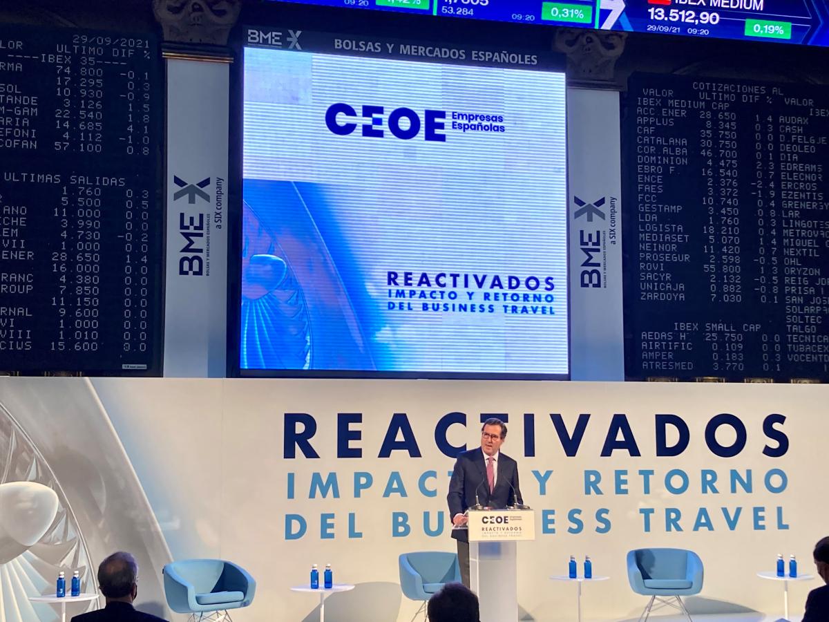 Antonio Garamendi en la jornada “Reactivados. Impacto y retorno del business travel”