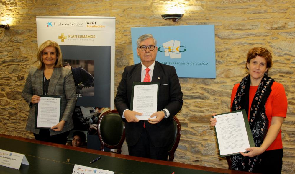 Firma del acuerdo de colaboración entre la CEG, la Fundación CEOE y la Fundación "La Caixa"