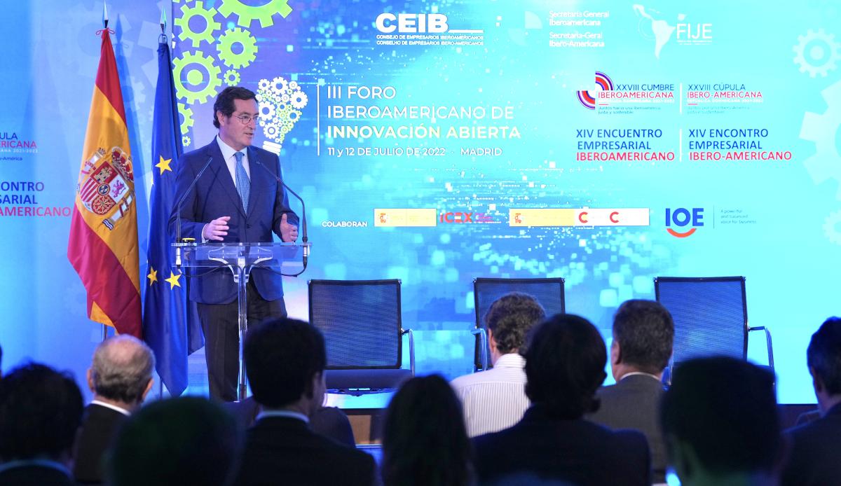 Antonio Garamendi, presidente de CEOE, en el III Foro Iberoamericano de Innovación Abierta