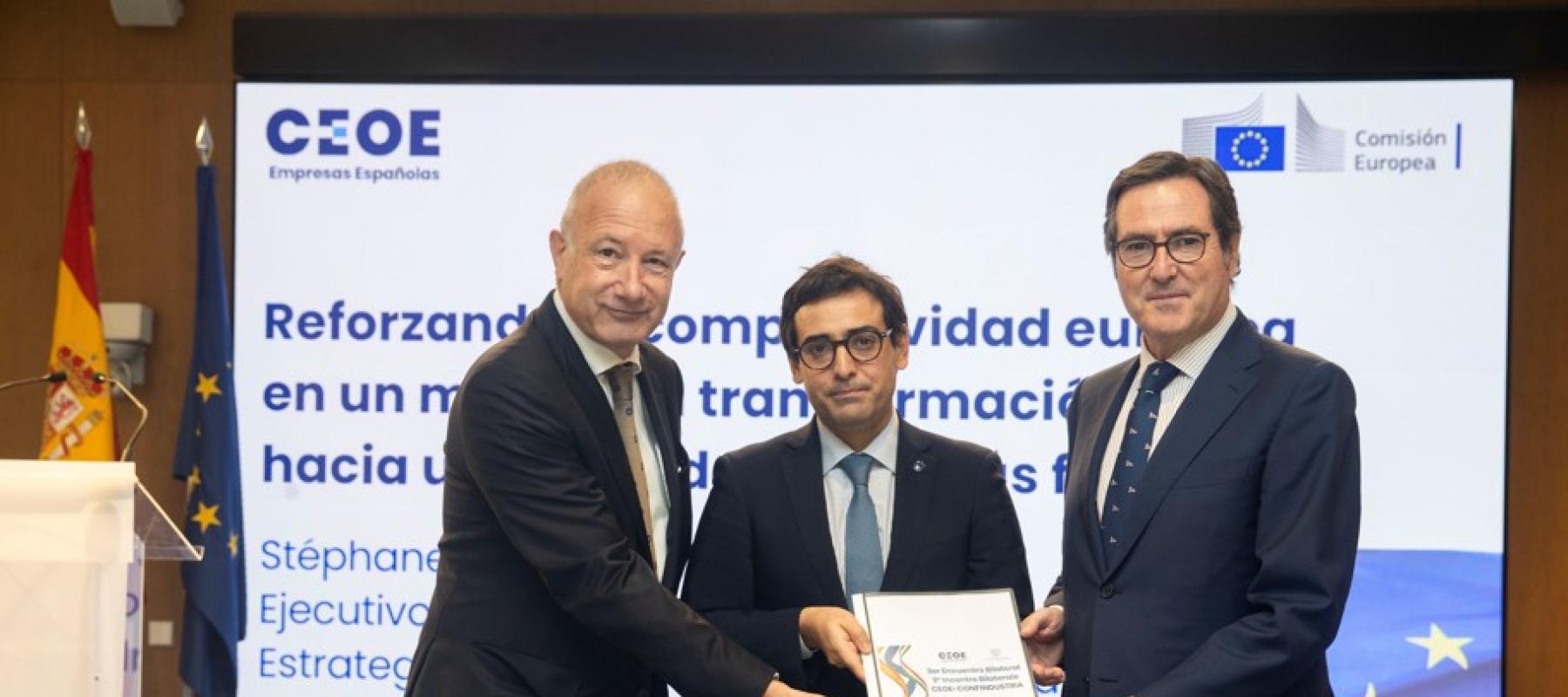 Encuentro entre Stefan Pan, Stéphane Séjourné y Antonio Garamendi y entrega de declaración conjunta