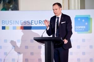 El presidente de BusinessEurope, Fredrik Persson, en el COPRES de Bruselas