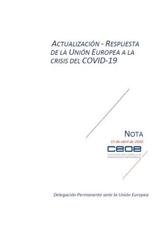 Actualización respuesta de la Unión Europea a la crisis del COVID-19 : 15 de abril 2020
