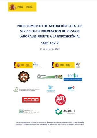 Procedimiento de actuación para los servicios de prevención de riesgos laborales frente a la exposición al SARS-CoV-2