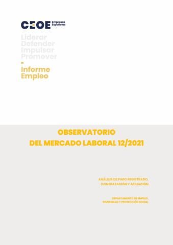 Observatorio del mercado laboral - Diciembre 2021