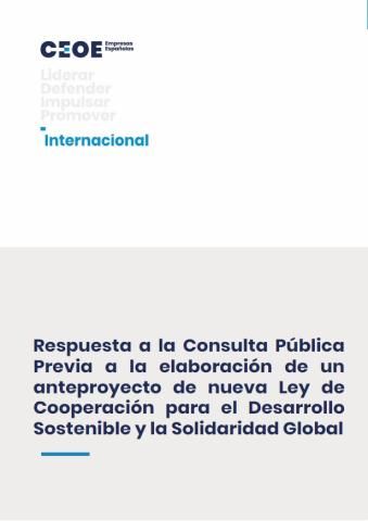Respuesta a la consulta pública previa a la elaboración de un anteproyecto de nueva Ley de Cooperación para el Desarrollo Sostenible y la Solidaridad Global