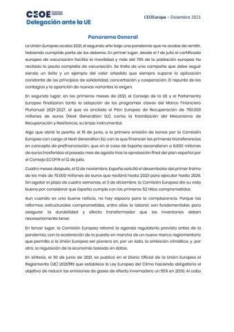 Panorama general CEOE Europa - Diciembre 2021