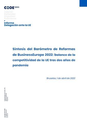 Síntesis del Barómetro de Reformas de BusinessEurope 2022