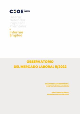 Observatorio del mercado laboral - Septiembre 2022