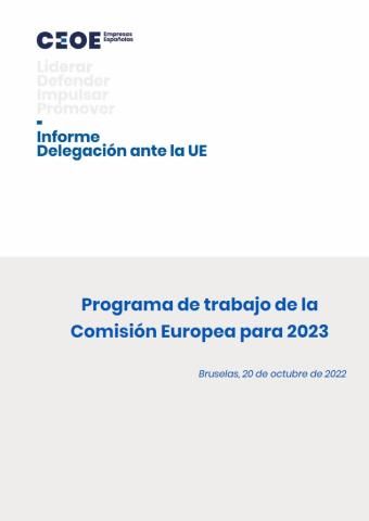Programa de trabajo de la Comisión Europea para 2023