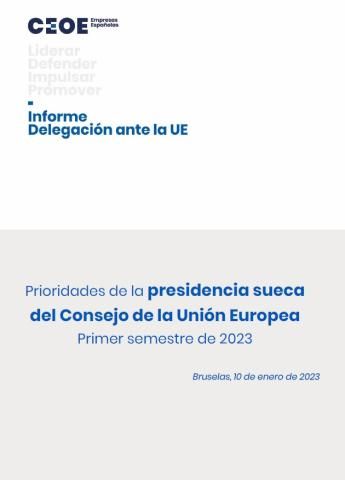 Prioridades de la presidencia sueca del Consejo de la Unión Europea - Primer semestre de 2023