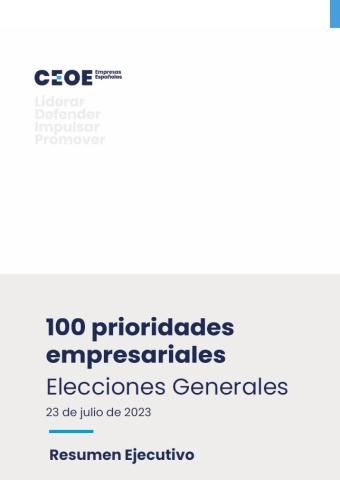 100 prioridades empresariales: Elecciones Generales 23 de julio de 2023 - Resumen ejecutivo