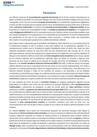 Panorama general CEOE Europa - Diciembre 2023