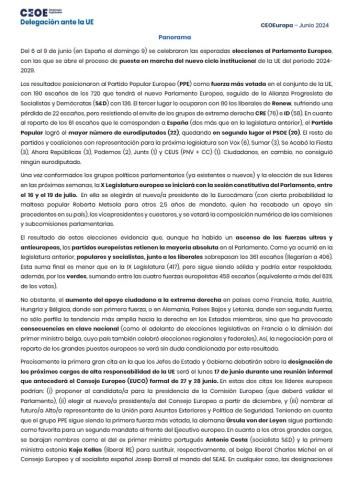 Panorama general CEOE Europa - Junio 2024