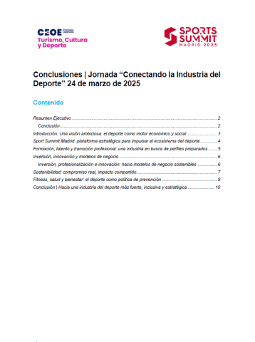 Conclusiones | Jornada “Conectando la Industria del Deporte” 24 de marzo de 2025