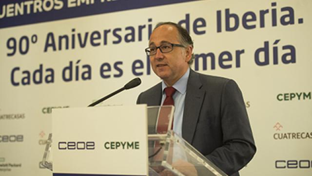 El presidente de Iberia, Luis Gallego en el Encuentro Empresarial CEOE CEPYME 