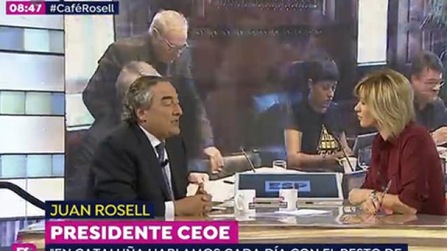 Susanna Griso entrevista al presidente de CEOE, Juan Rosell, en el programa Espejo Público de Antena 3