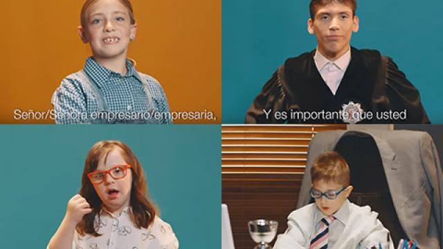 Campaña protagonizada por niños para concienciar sobre la inserción laboral de personas con discapacidad de Inserta, Fundación ONCE y CEOE.